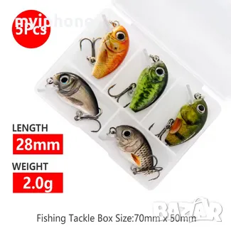  6 броя 28мм 2г  Риболовен потъващ воблер за щука/тролинг Комплект дрънкащи примамки, снимка 3 - Такъми - 48943700