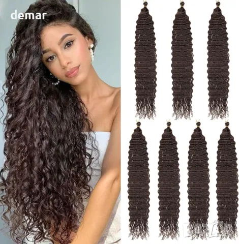 Тъмнокафява сплетена коса Samtress Ocean Wave Twist, 76 см, 7 пакета, цвят - #4