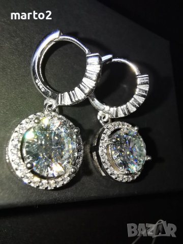 Сребърни 925 Обеци с Мойсанити по 3 карата на Обеца общо 6 Карата!, снимка 9 - Обеци - 41393094