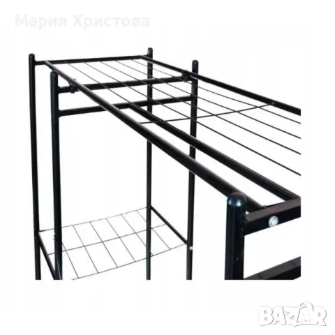 Метален гардероб-органайзер с релса за дрехи, 4 рафта и място за обувки – 150x110x40 см, черен, снимка 3 - Гардероби - 55806541