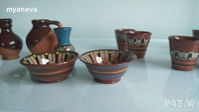 Троянска керамика, сервиз за ракия с 6 чашки и лот съдове. , снимка 10 - Сервизи - 44373216