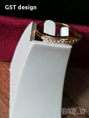 Красив Пръстен 925 сребро с 14к.позлата и 0.20 карата D/VVS1 Диамант/топаз , снимка 6 - Пръстени - 34144948