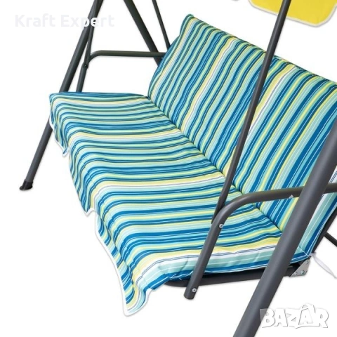 Триместна люлка Тоскана Лайм- регулируем сенник, с включена възглавница, снимка 2 - Градински мебели, декорация  - 53699406