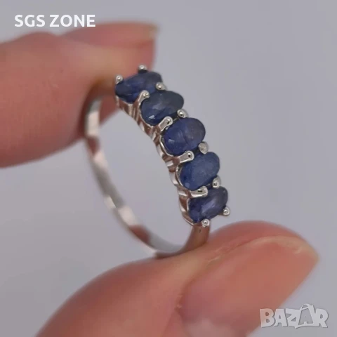 СРЕБЪРЕН ПРЪСТЕН С РУБИН, САПФИРИ, ИЗУМРАДИ., снимка 4 - Пръстени - 51149663