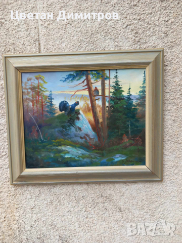 Стара авторска картина рисувана с маслени бои върху платно 