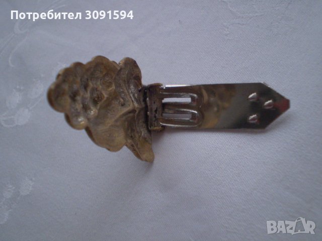Стара красива щипка брошка  бронз, снимка 3 - Антикварни и старинни предмети - 39277557