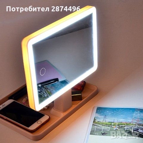 2235 Козметично преносимо огледало с LED осветление и сензорен бутон, снимка 7 - Други - 35795220