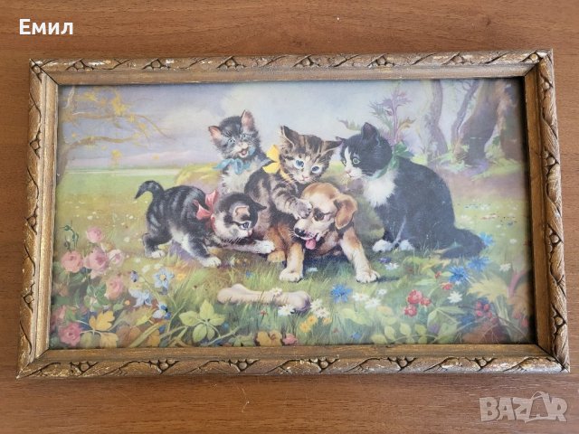 Антикварна репродукция в рамка, снимка 5 - Колекции - 44303123