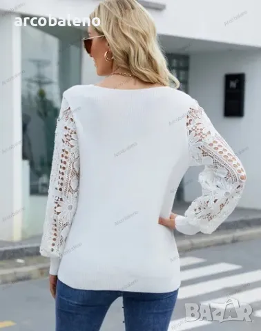 Дамски трикотажен едноцветен пуловер, 5цвята , снимка 4 - Блузи с дълъг ръкав и пуловери - 39132309