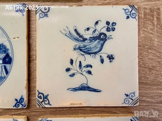 Комплект винтидж керамични плочки в стил Delft Blue, Нидерландия, снимка 7 - Антикварни и старинни предмети - 52790514