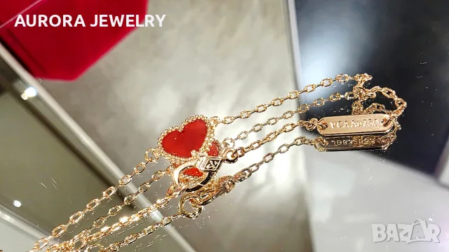 Van Cleef & Arpels VCA Rose Gold Red Carnelian Sweet Heart Дамска Гривна, снимка 9 - Гривни - 56220149