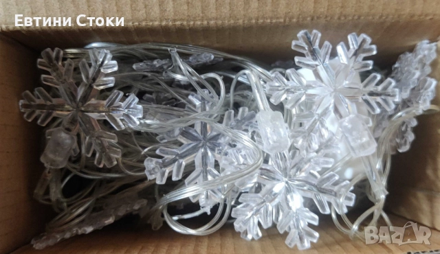 Многоцветни LED лампички със снежинки 5м - коледна украса, снимка 4 - Други - 52182518