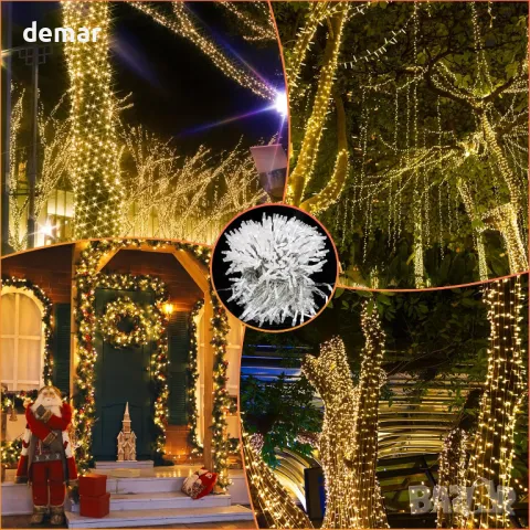 THKFUL Външни коледни феерични светлини, 50M Crystal 300LED, водоустойчиви, дистанционно с 8 режима, снимка 5 - Лед осветление - 47866811