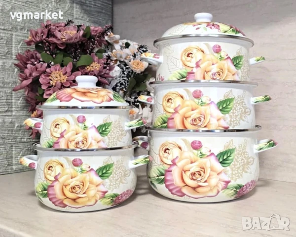 Комплект тенджери с декор 5 бр.