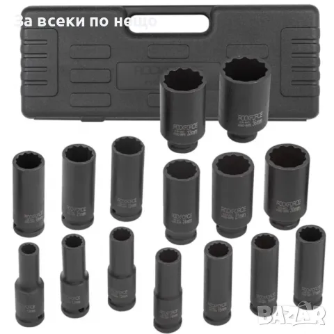 Комплект дълбоки ударни вложки 1/2″ (10 – 36 мм) 15 ЧАСТИ ROCKFORCE, снимка 2 - Други инструменти - 50351915