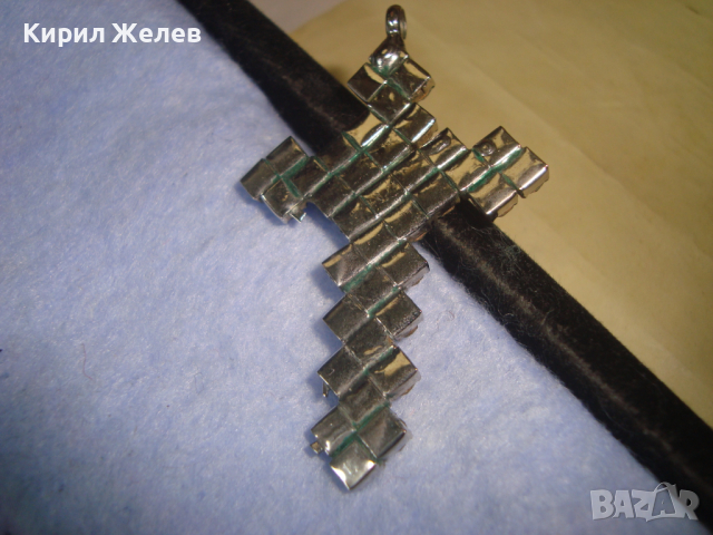 БЛЕСТЯЩ КРИСТАЛЕН СРЕБРИСТ АРТ КРЪСТ 22941, снимка 4 - Колиета, медальони, синджири - 36251598