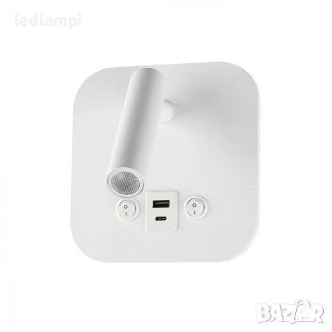 LED Аплик 8W С USB/PD Порт Бял Топло Бяла Светлина