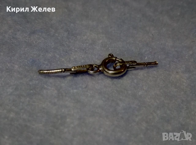 СТАРА СРЕБЪРНА КАРАБИНКА ЗАКОПЧАЛКА За КОЛИЕ ЛАНЕЦ ВЕРИЖКА ГРИВНА РОДИРАНО СРЕБРО 925 ITALY 22358, снимка 4 - Колиета, медальони, синджири - 50510804