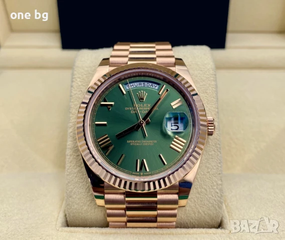 Rolex Day Date President Gold Green Roman Dial , снимка 2 - Мъжки - 51313167