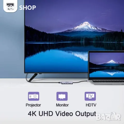 5-в-1 HDMI USB-C хъб QGEEM, снимка 8 - Друга електроника - 48512195