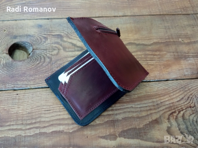 Ръчно изработен мъжки кожен портфейл , снимка 2 - Портфейли, портмонета - 51929434