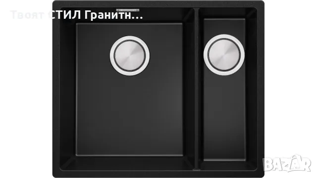 Гранитна Мивка за Вграждане под Плот Лондон 60 Duo 550 x 450  Черна, снимка 6 - Други - 37574349