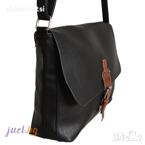 Черна дамска чанта с ефектно закопчаване, снимка 2 - Чанти - 50709672