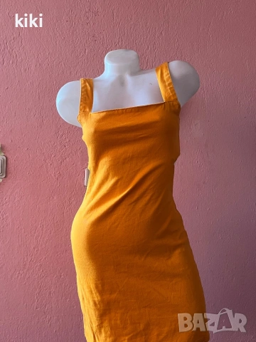 Denim 38 номер спортна къса дънкова оранжева рокля 