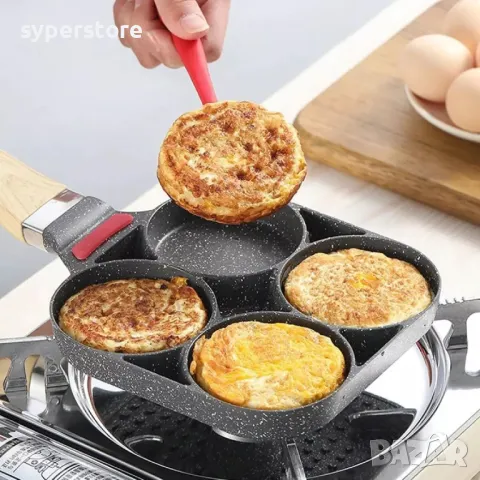 Тиган с 4 отделения Digital One SP01017, с незалепващо покритие, във формата на кръгове, за яйца , п, снимка 7 - Форми - 49403601