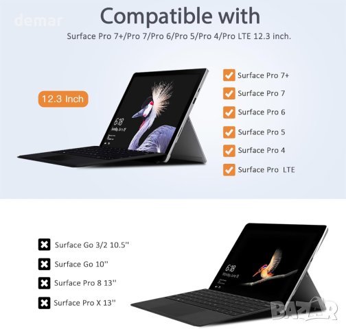 Калъф TiMOVO за Microsoft Surface Pro 7 / Pro 7 Plus/Pro 6 / Pro 5 / Pro 4 / Pro LTE,, снимка 2 - Калъфи, кейсове - 44149207