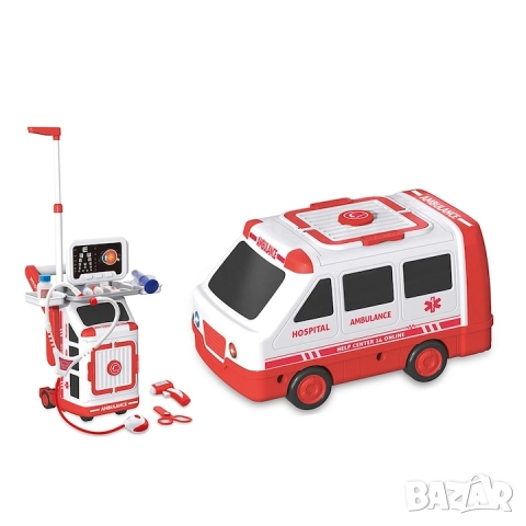 Линейка трансформър/ докторска количка с медицински уреди и принадлежности, снимка 2 - Коли, камиони, мотори, писти - 52335322