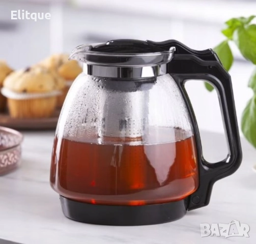 Стъклена кана с метален филтър за запарка на чай, снимка 8 - Други - 52901416