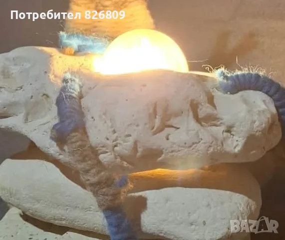 Ръчно изработена лампа от естествен камък и дърво – КОРАБ, снимка 4 - Настолни лампи - 56199093
