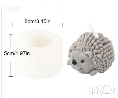 3D Таралеж Таралежче силиконов молд форма фондан гипс смола украса декор шоколад свещ сапун, снимка 6 - Форми - 30183970