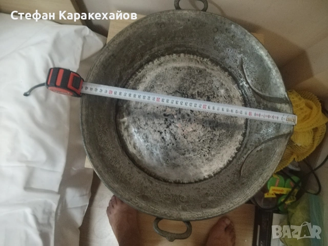 Стара бакърена тава, снимка 2 - Антикварни и старинни предмети - 53539102