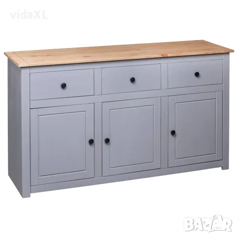 vidaXL Сайдборд, сив, 135x40x80 см, бор масив, стил Панама, снимка 4 - Бюфети - 56146512