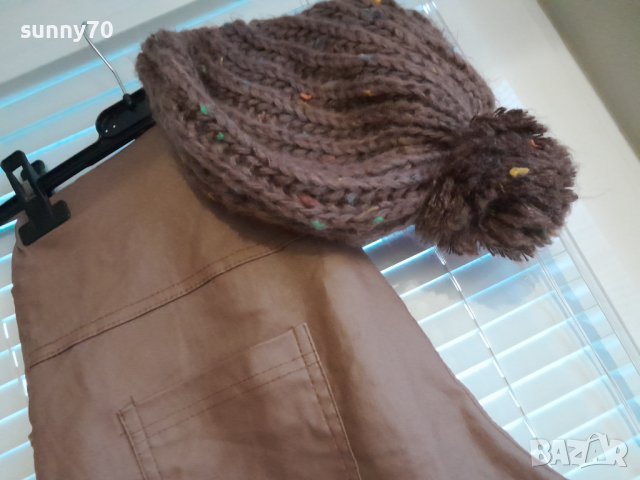 Разпродажба Спортен кожен панталон и шапка цвят камел, снимка 3 - Панталони - 39034710