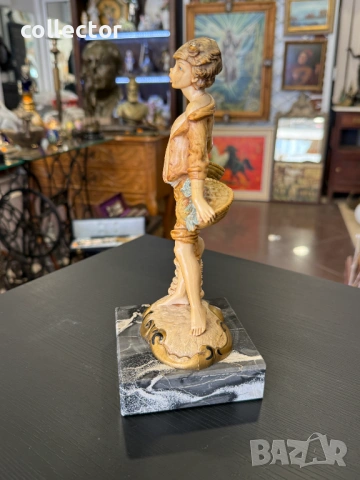 Италианска статуетка „Младият рибар" - Amilcare Simonetti No7969, снимка 3 - Колекции - 53871322