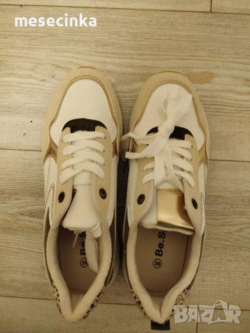 Нови фешън сникърси зелено, бяло, златно