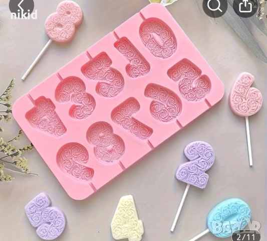 цифра цифри числа от рози силиконов молд форма за направа на близалки на клечка свещ