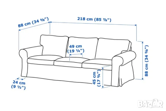 Триместен диван Ektorp, Икеа, снимка 5 - Дивани и мека мебел - 48701748