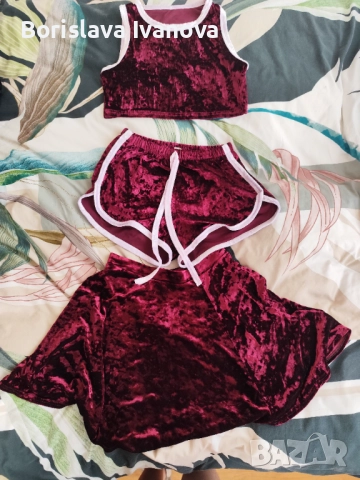 Комплект плюшен велур от три части, уникален секси и много удобен, снимка 5 - Комплекти - 52172218