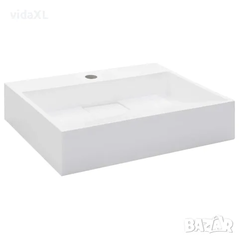 vidaXL Мивка, 50x38x13 см, минерална/мраморна отливка, бяла