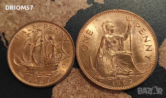  Монети Великобритания(UNC) - 2 бр.› Кралица Елизабет II (1953-1967) 