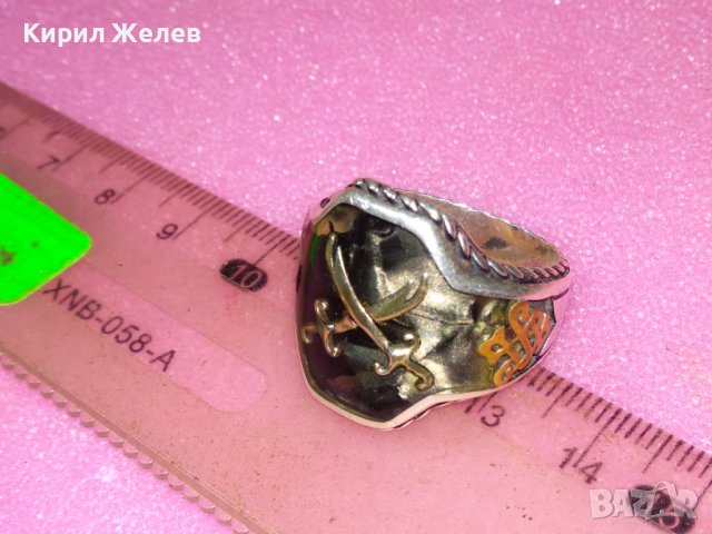 KAR 925 ПИРАТСКИ АВТОРСКИ ЕМАЙЛИРАН СРЕБЪРЕН ПРЪСТЕН СРЕБРО 925 РЪЧНА МАЙСТОРСКА АРТ ИЗРАБОТКА 43080, снимка 15 - Пръстени - 44390827