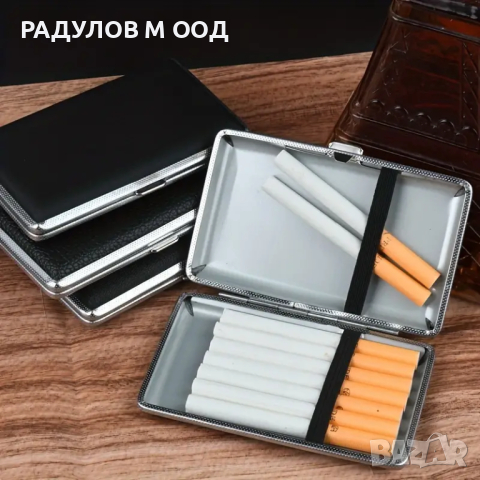 Метална табакера с кожено покритие за цигари 100мм / 1529, снимка 1 - Табакери - 44618472