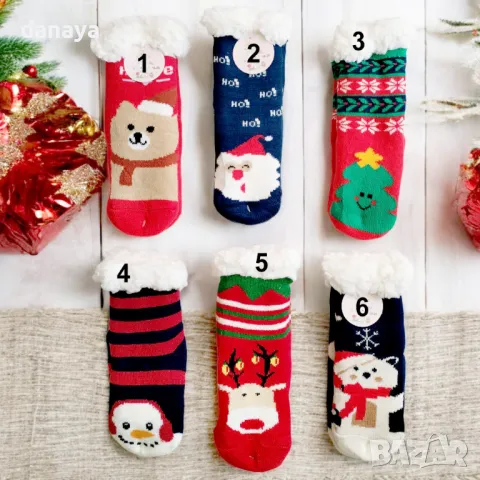 5305 Детски дебели коледни чорапи с пух, 18-20 номер