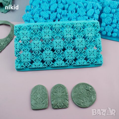 квадратни цветя форма резец мрежа ограда решетка снежинки за борд украса фондан пластмасова, снимка 2 - Форми - 41723842