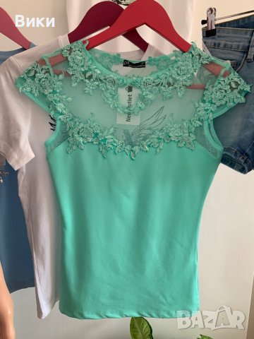 Дамска блуза с дантела , снимка 9 - Тениски - 41227406