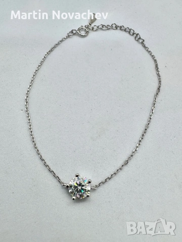 Сребърна гривна с мойсанит (Диамант) 1 карат, снимка 7 - Гривни - 53820718